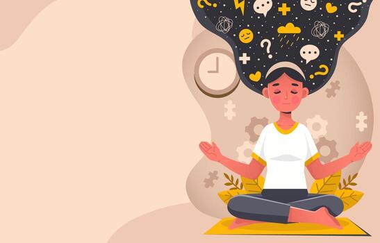 mental health awareness with meditation background free vector